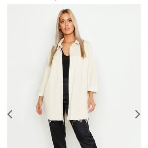 Boohoo Plus Raw Edge Oversized Cord Shirt